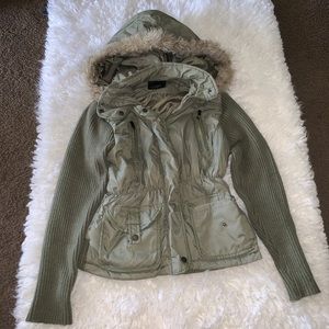 Olive green fur jacket